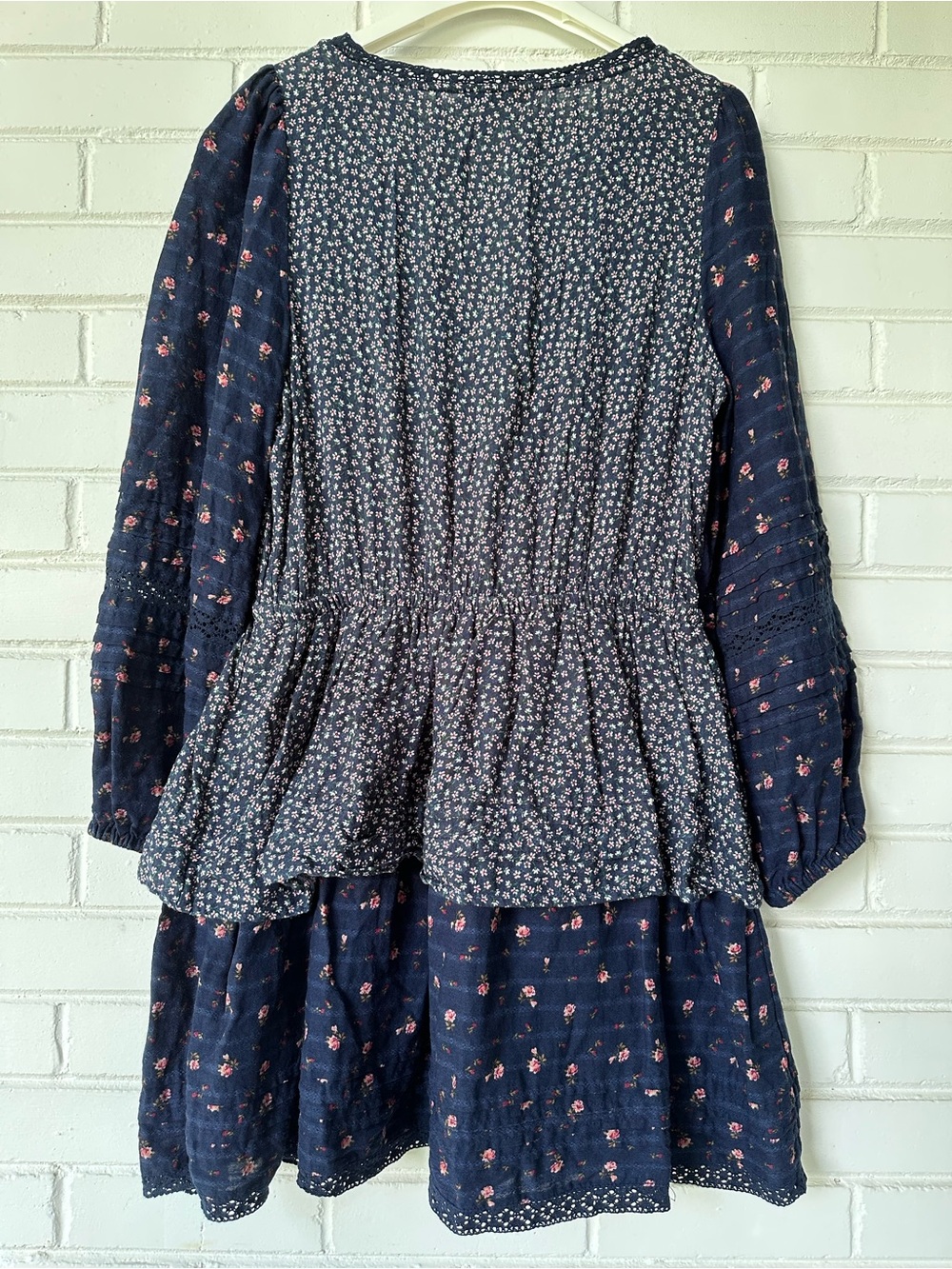 American Eagle Mixed Floral Print Boho Faux Wrap Mini Dress - Size L - Picture 5 of 7